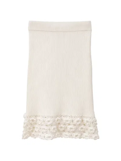 Ganni Mini Organic Cotton Blend Skirt For Women In White