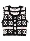 Ganni Crochet Vest In Black