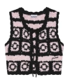 Ganni Crocheted Organic Cotton Cardigan In Black