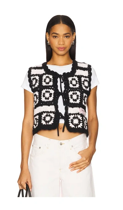 Ganni Crochet Vest In Primrose Pink