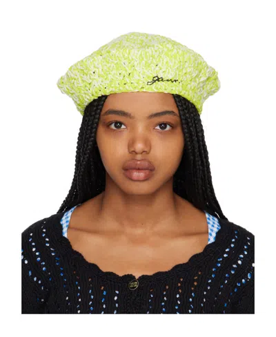 Ganni Crocheted Knitted Beret In Black