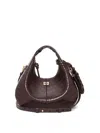 Ganni Croco Hobo Mini Bag In Recycled Leather In Brown