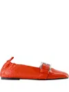 Ganni Crocodile-effect Buckle Ballet Flats