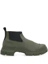 Ganni Crop City Rubber Boots In Green