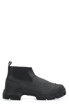 Ganni Elastic-panel Lug Sole Boots In Black