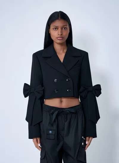 Ganni Cropped Blazer In Black