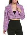 Ganni Cropped Blazer In Pink