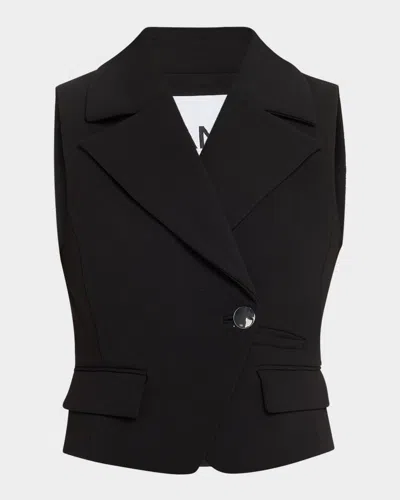 GANNI CROPPED BONDED CREPE VEST