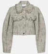 Ganni Cropped Cotton Tweed Jacket