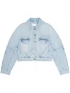 Ganni Stretch Denim Bomber Jacket In 8 In Blue
