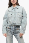 Ganni Cropped Denim Jacket With Double Breast Pockets