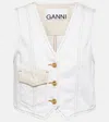 Ganni Woman Denim Outerwear White Size 6 Organic Cotton In White
