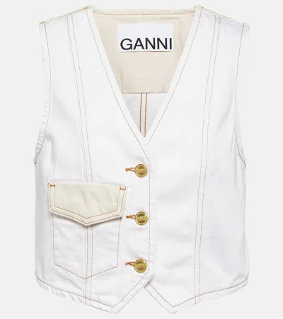 GANNI CROPPED DENIM VEST