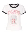 Ganni Women Cropped Kitty T-shirt In White
