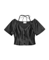 Ganni Black Halterneck Blouse In Black
