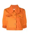 Ganni Cropped Short-sleeve Jacket In Orange