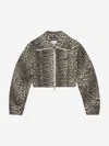 Ganni Leopard Print Cropped Jacket With Curved Sleeves In Animal Print