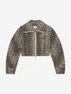 Ganni Leopard Print Cropped Jacket With Curved Sleeves In Animal Print