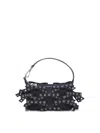Ganni Navy Blue Bow Detailing Shoulder Bag In Blue