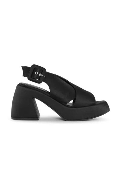 Ganni Black Retro Platform Heeled Sandals In 099 Black