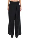 Ganni Womens Black Pleated Wide-leg Wool Trousers In Black