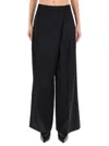 Ganni Wide Leg Trousers Pleated Front In Black