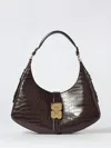 Ganni Kat Small Croco Chocolate Fondant Hobo Bag In Burgundy