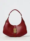 Ganni Kat Small Red Shoulder Bag With Adjustable Handle And Logo Plaque On The Front In Leather Woman In Red