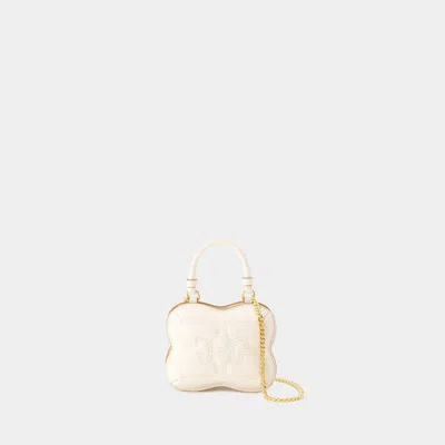 Ganni Hand Bag In White Leather In Beige