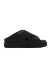 Ganni Crossover-strap Flat Sandals In Black