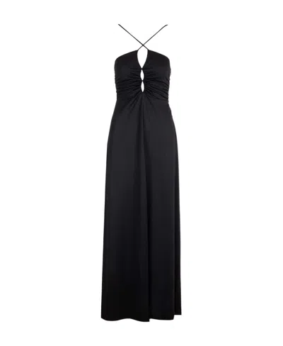 Ganni Crepe Jersey Maxi Dress In Black