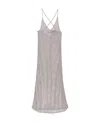Ganni Crystal-embellished Mesh Dress In Gray