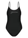 Ganni One-piece Swimsuit With Logo In Black