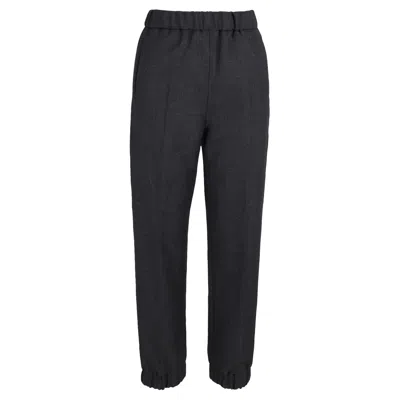 Ganni Cuffed Pants In Black Wool