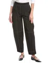 Ganni Womens Black Curved-leg Mid-rise Organic Cotton-blend Trousers
