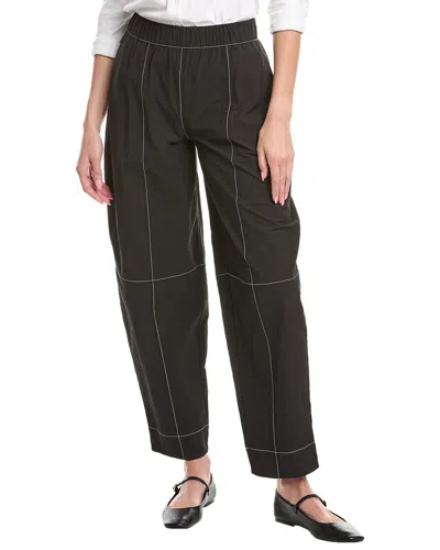 Ganni Cotton-blend Crepe Tapered Pants In Black