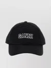 Ganni Womens Black Brand-embroidered Cotton-canvas Cap In Black