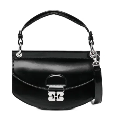 GANNI CURVED LEATHER CROSS BODY BAG