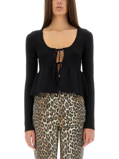 GANNI PEPLUM HEM CARDIGAN