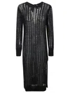 Ganni Cut-out Detailed Open Knitted Midi Dress In Sky Captain