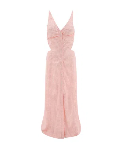 Ganni Gingham Halterneck Maxi Dress In Light Lilac