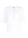 Ganni White Cotton Poplin Short Sleeve Blouse In White