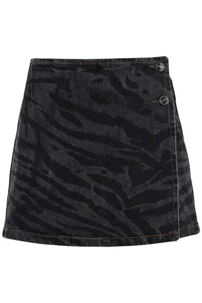 Ganni Cutdenim Laser-cut Mini In Black