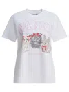 Ganni "cute Animals" T-shirt In Cotton In White