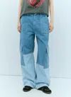 Ganni Womens Mid Blue Vintage Cutline Straight-leg High-rise Organic-denim Trousers In Blue