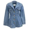 Ganni Cutline Fitted Blazer In Light Blue Denim In Blue