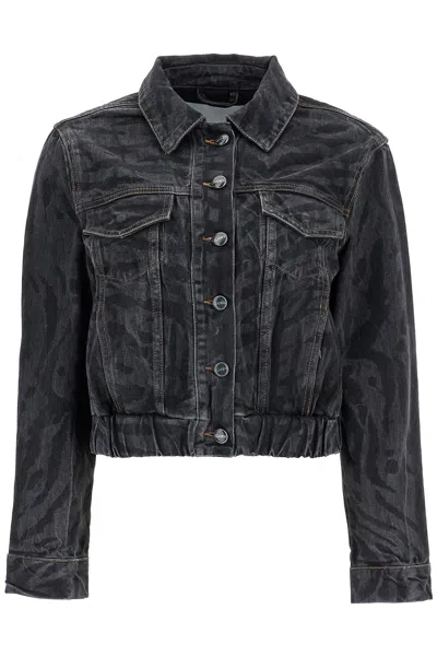 Ganni Cut\n\nshort Denim Jacket With Laser-cut In Black