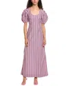 Ganni Cutout Striped Cotton-poplin Maxi Dress In Pink