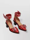 Ganni Cutout Pumps Silver Buckles In Red