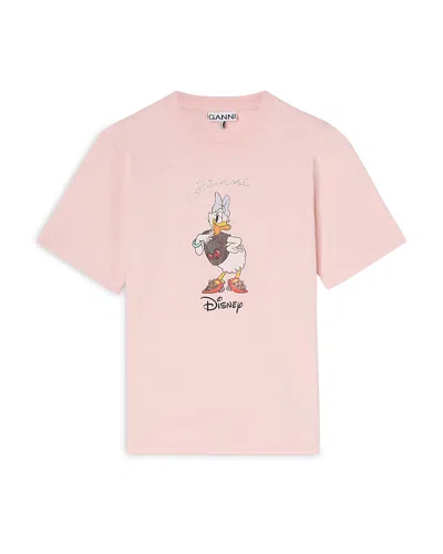 Ganni Daisy Duck Baby Fit Tee In Pink